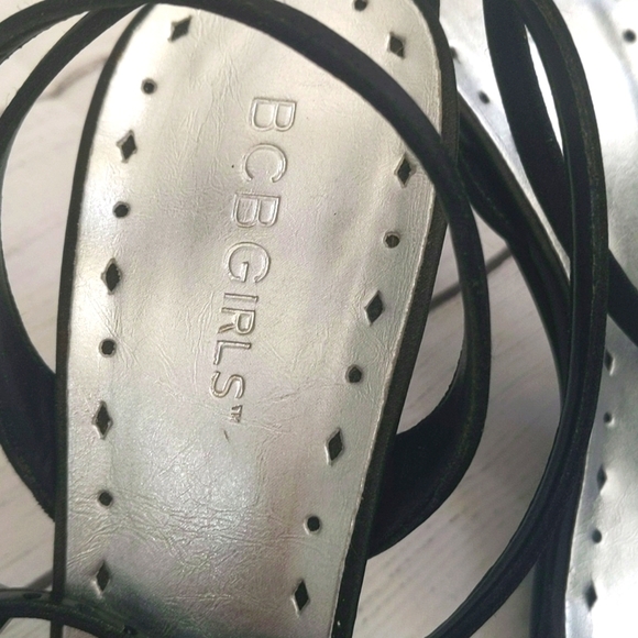 BCBGirls Black Satin Ankle Strap Sandals - Size 8 - Picture 9 of 14